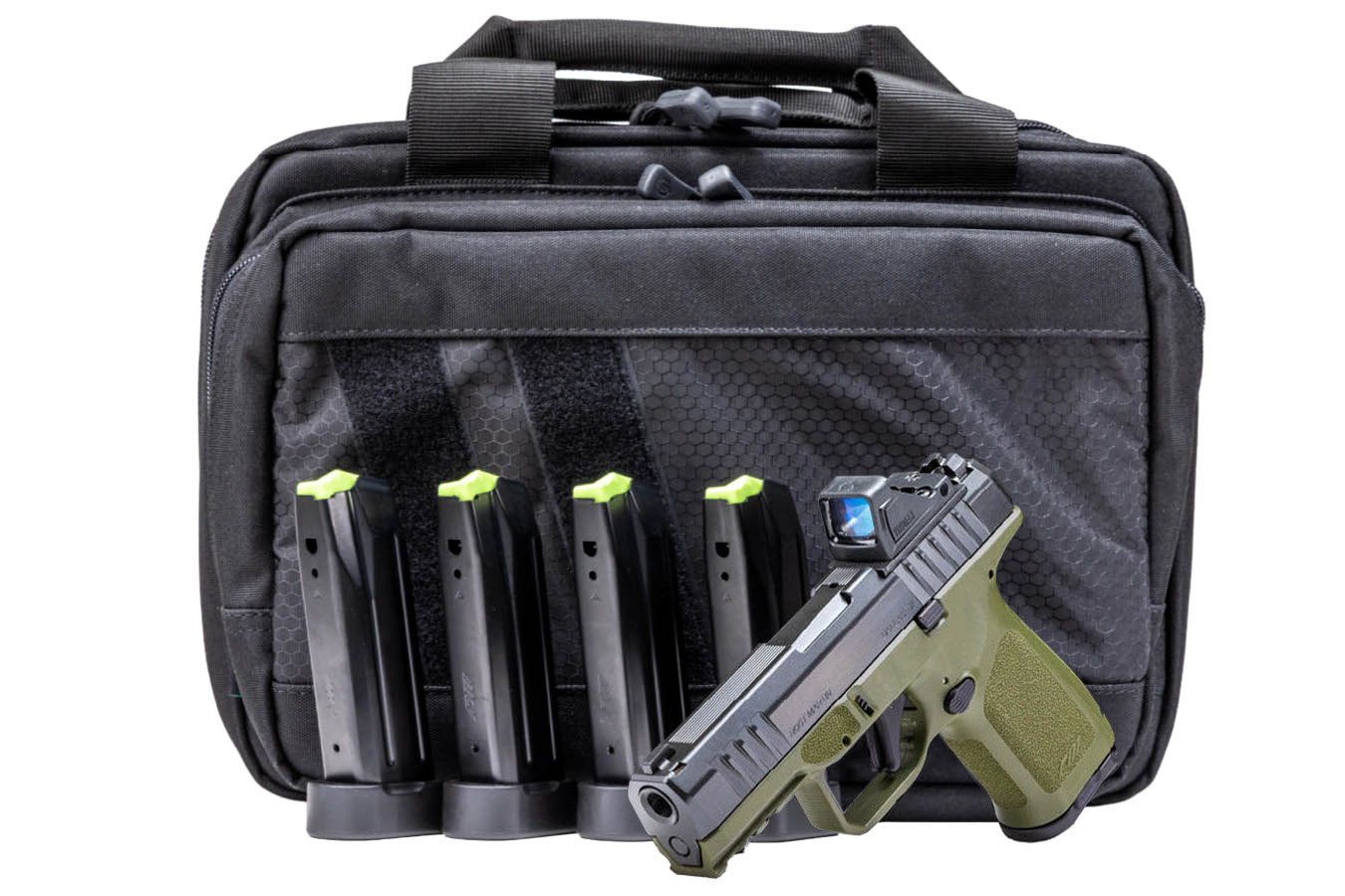 ROST MARTIN RM1C 9mm Optic Ready ODG Pistol with Viridian RFX Green Dot, Five 10 Round Mags and Savior Bag (CA Compliant)